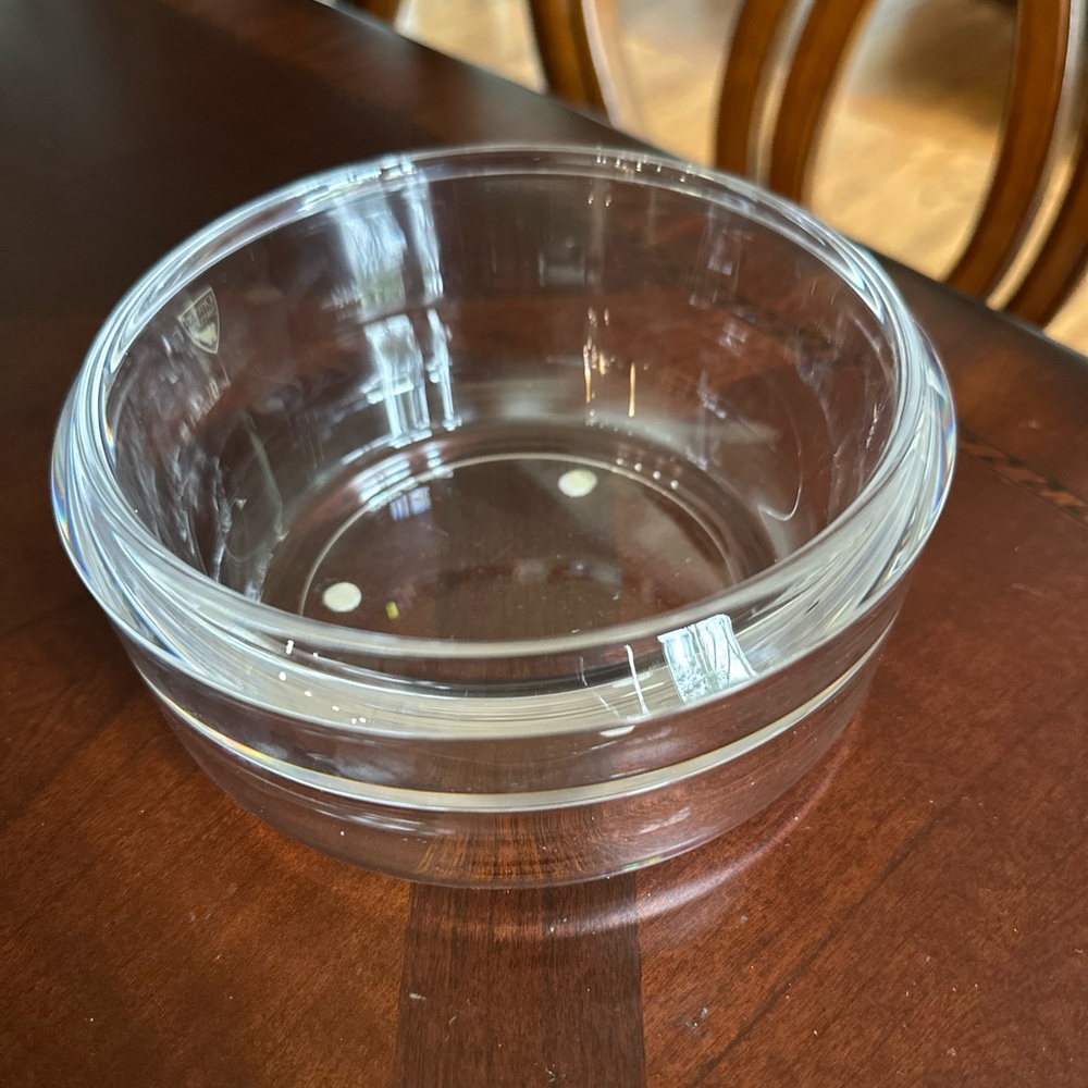 ORREFORS SWEDEN KINGS CROWN HEAVY CLEAR CRYSTAL ART GLASS BOWL SIGNED EUC